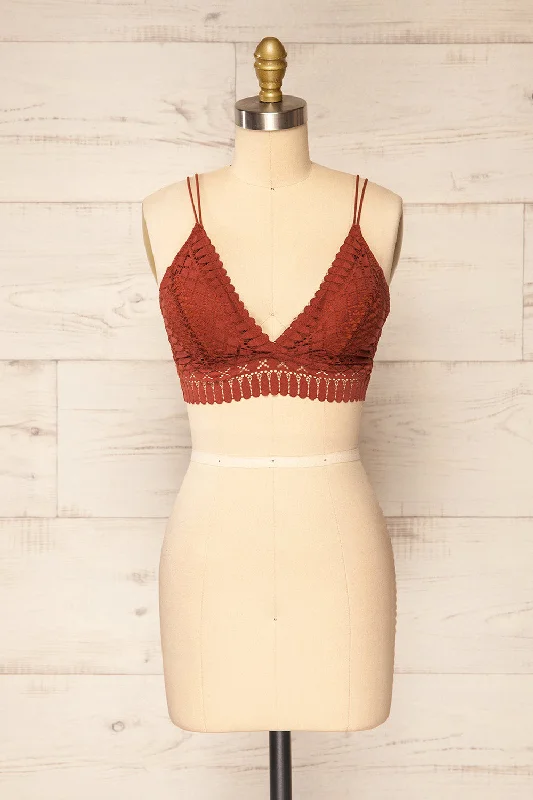 Women's Satin Sleepwear Lingerie Karlik Orange | Lace Bralette