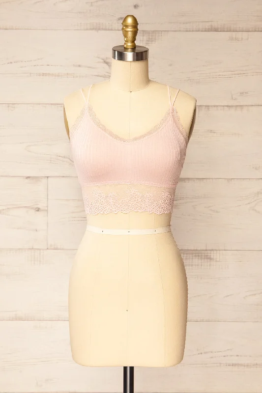 Plus Size Lace Lingerie for Women Neyla Blush | Ribbed Bralette w/ Lace Back