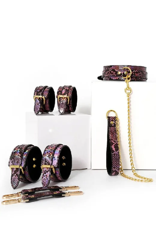 Vintage Inspired Lingerie for Women Faux pink & gold reptile BDSM set