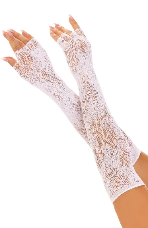 Women's Tummy Control Lingerie White floral net fingerless gloves