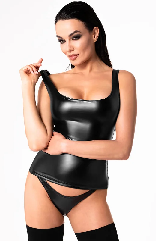 Affordable Lingerie for Women Black wet look top - The Lust Chamber