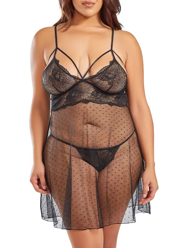 Plus Size Lace Lingerie for Women Women's Everly Plus Size Babydoll Lingerie