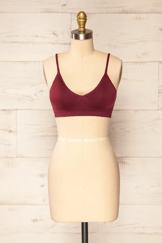 Women's Satin Sleepwear Lingerie Pyzdry Wine | Padded Stretchable Bralette