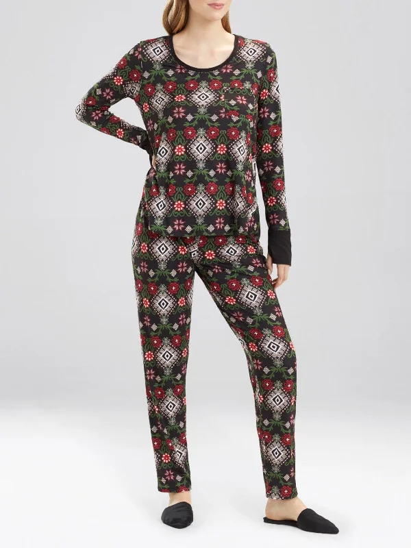 Affordable Lingerie for Women Josie Black Printed Christmas Pajamas