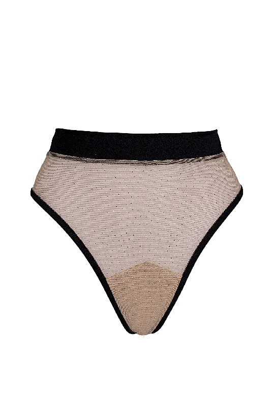 Luxury Lingerie for Special Occasions High-cut Sparkles Mesh Bottom / BOND NUDE SPARKLE Luxury Lingerie for Special Occasions High-cut Sparkles Mesh Bottom / BOND NUDE SPARKLE