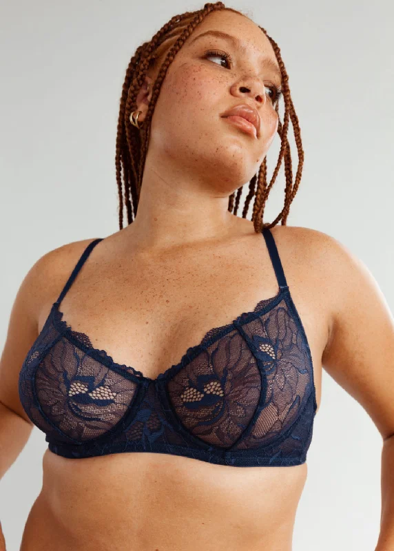 Luxury Lingerie for Special Occasions After Dark Unlined Underwire Bra - Indigo
