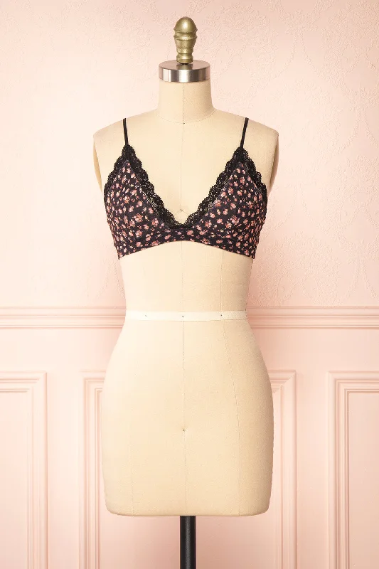 Breathable Bamboo Lingerie for Women Distyle Black | Floral Mesh Bralette w/ Lace