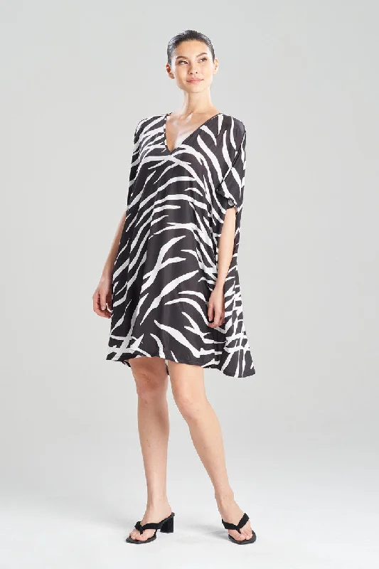 Women's Everyday Wear Lingerie Zebra V-Neck Caftan Cover-up