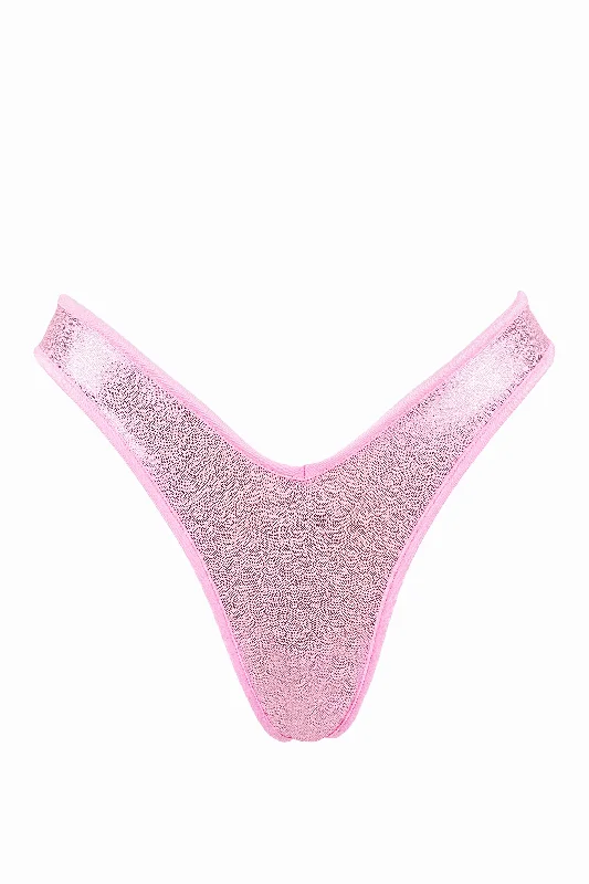 Lingerie Gift Sets for Women High-Cut Rave Holographic Bottom / LULY Holo BABY PINK