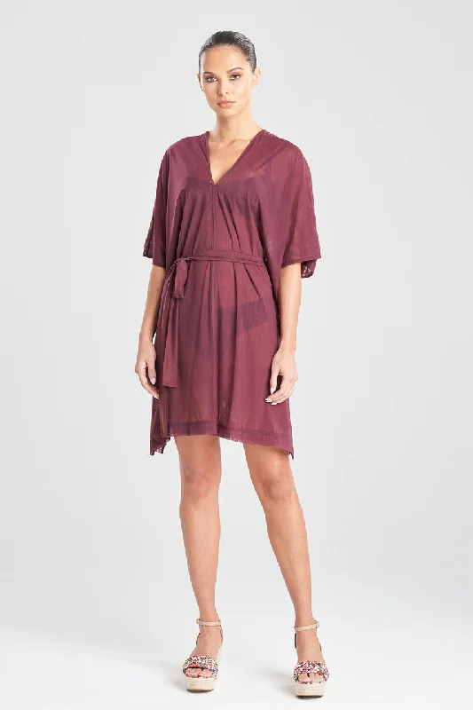 Breathable Bamboo Lingerie for Women Heleneca Mesh Belted Short Caftan