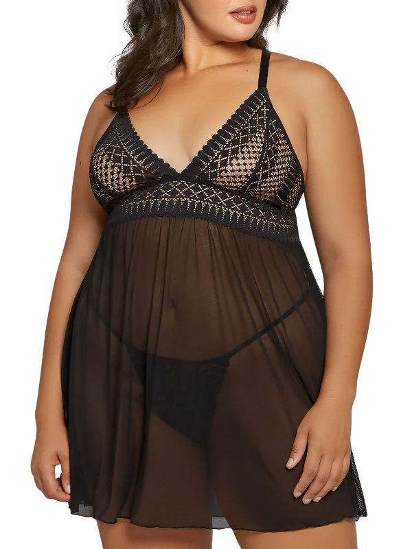 Women's Lingerie with Matching Robes Women's Hazel Plus Size Babydoll