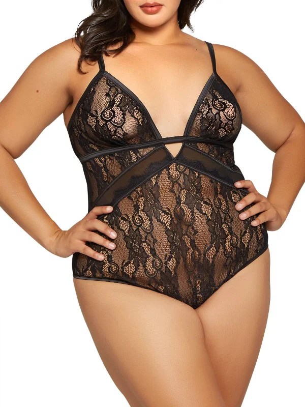 Women's High Waist Lingerie Bodysuits Women's Camellia Plus Size Teddy