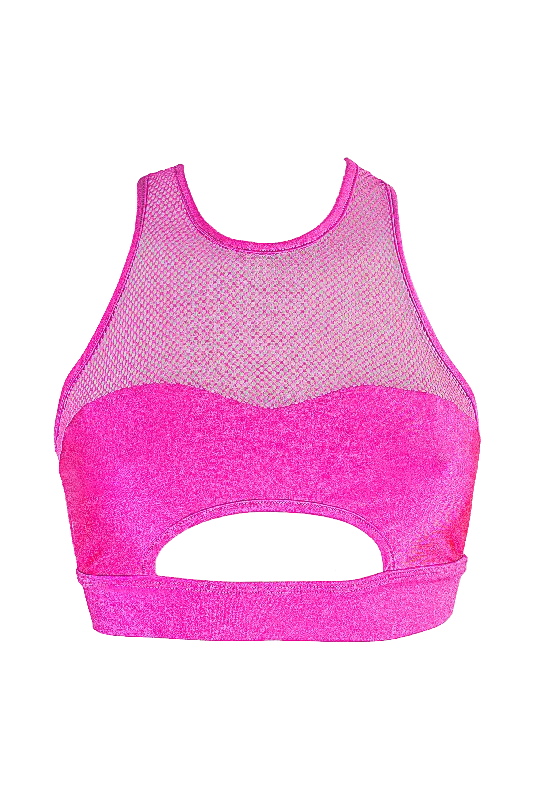 Affordable Lingerie for Women Mesh Cut-out Bralette Pole Dance Top / LUNA OPEN / NEON PINK Affordable Lingerie for Women Mesh Cut-out Bralette Pole Dance Top / LUNA OPEN / NEON PINK