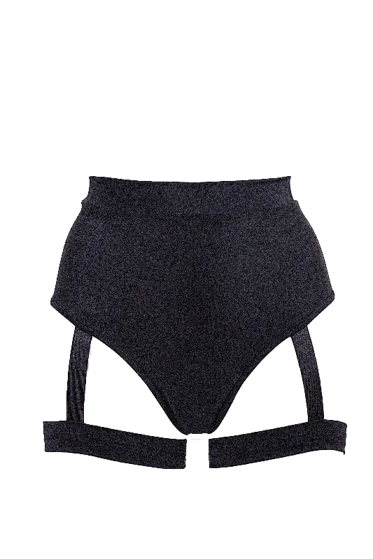 Women's Tummy Control Lingerie Garter shorts Pole dance wear / HW GARTER / BLACK