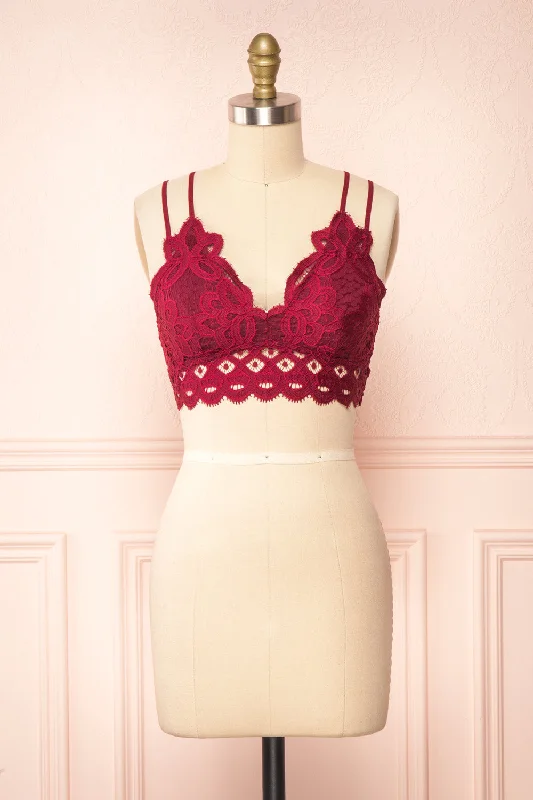 Designer Lingerie Sets for Women Niken Burgundy | Lace Bralette