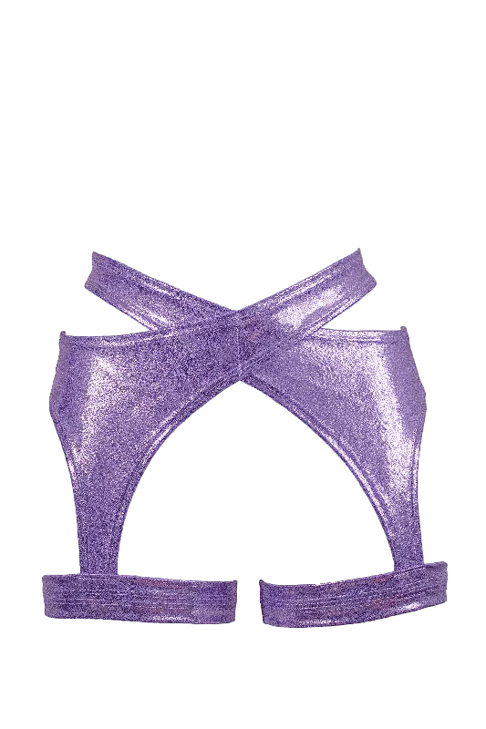 Comfortable Cotton Lingerie for Women Criss Cross Holographic Garter Belt / X-GARTER HOLO LILAC Comfortable Cotton Lingerie for Women Criss Cross Holographic Garter Belt / X-GARTER HOLO LILAC
