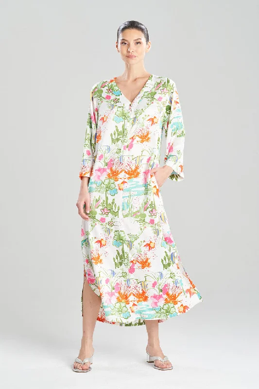 Eco-Friendly Organic Lingerie for Women Lotus Pond Zip Caftan