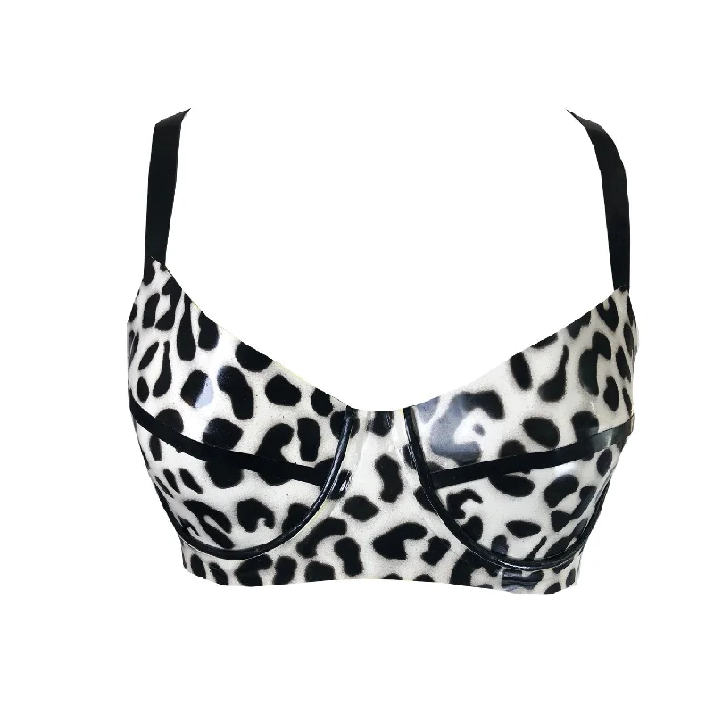 Women's Satin Sleepwear Lingerie Print Underwire Bra