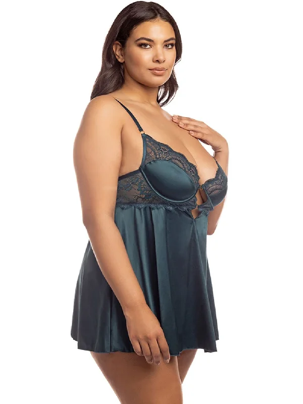 Women's Corset Style Lingerie Curvy Diana Satin Babydoll