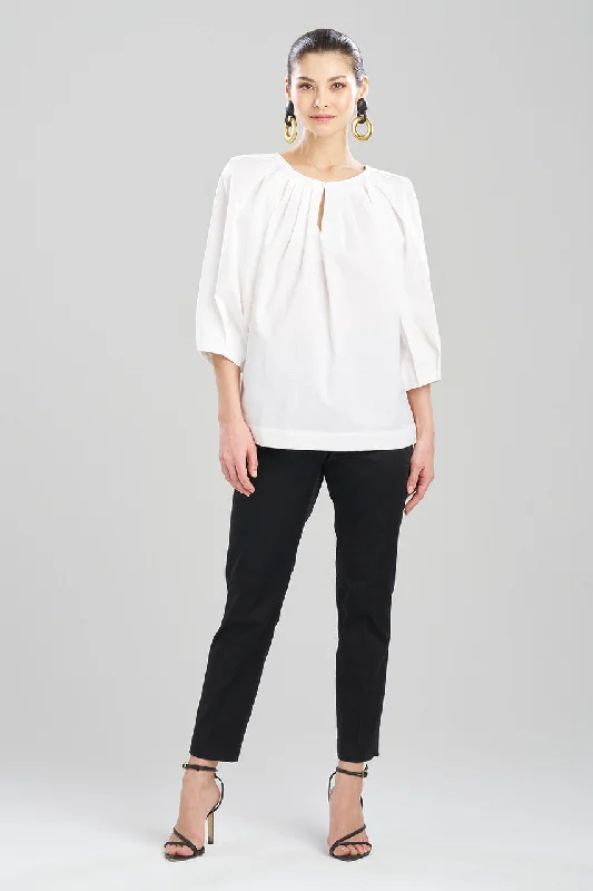 Elegant French Lace Lingerie for Women Cotton Poplin Pleated Pullover Top