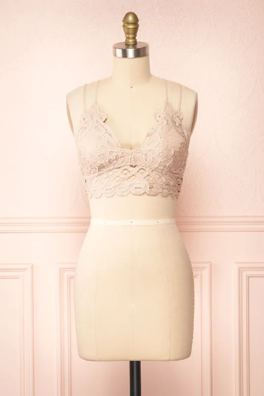 Women's Everyday Wear Lingerie Niken Taupe | Lace Bralette