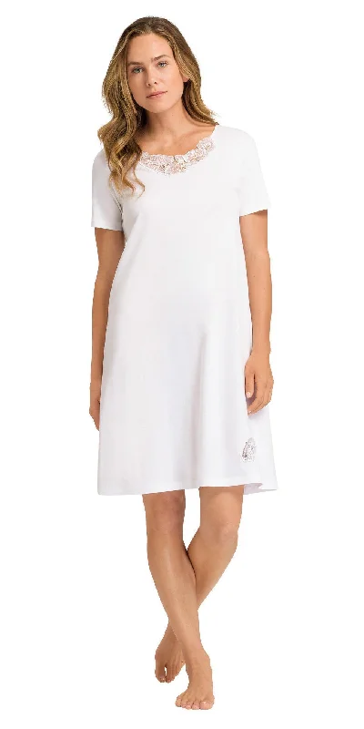 Women's Silk Lingerie Sets HANRO Paola Short Sleeve Gown | White