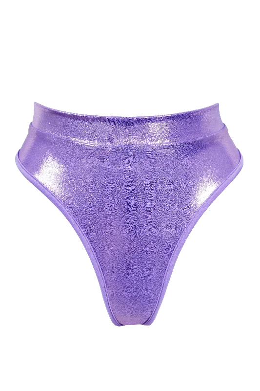Women's Corset Style Lingerie High Waist Rave Holographic Bottom / BOND Holo LILAC