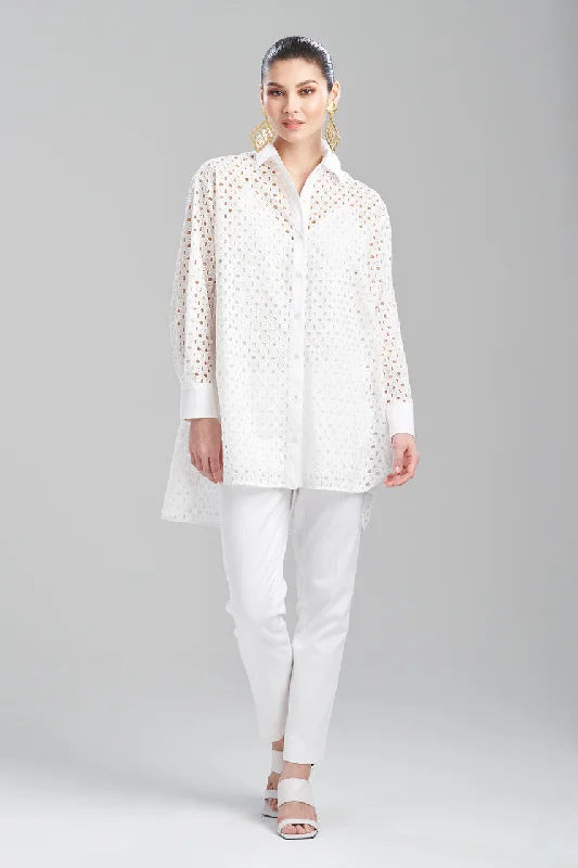 Women's Silk Lingerie Sets Cotton Eyelet Oversized Top