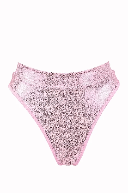 Eco-Friendly Organic Lingerie for Women High Waisted Rave Holographic Bottom / BOND Holo BABY PINK