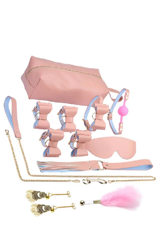 Women's Bridal Lingerie Collection BDSM Bow Tie 10 Item Kit - Pink