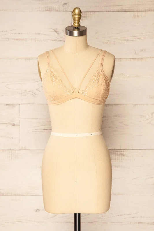Women's Shapewear Lingerie Sets Khappa Beige | Floral Lace Bralette