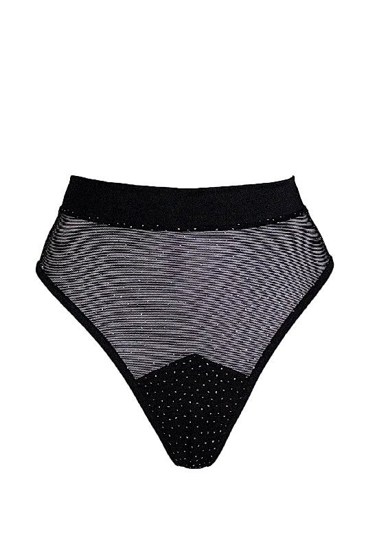 Breathable Bamboo Lingerie for Women High-cut Black Sparkle Mesh Bottom / BOND BLACK SPARKLE Breathable Bamboo Lingerie for Women High-cut Black Sparkle Mesh Bottom / BOND BLACK SPARKLE