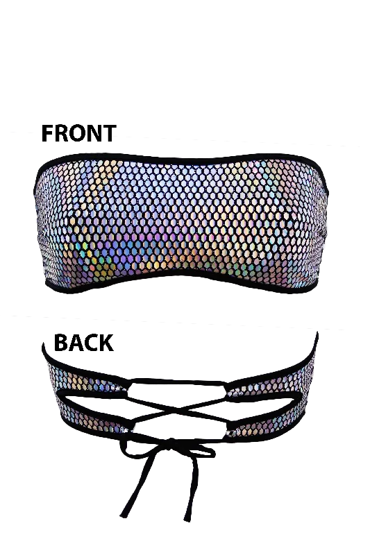 Women's Lingerie with Matching Robes Strapless Holographic Festival Top  / TUBE PRISMA