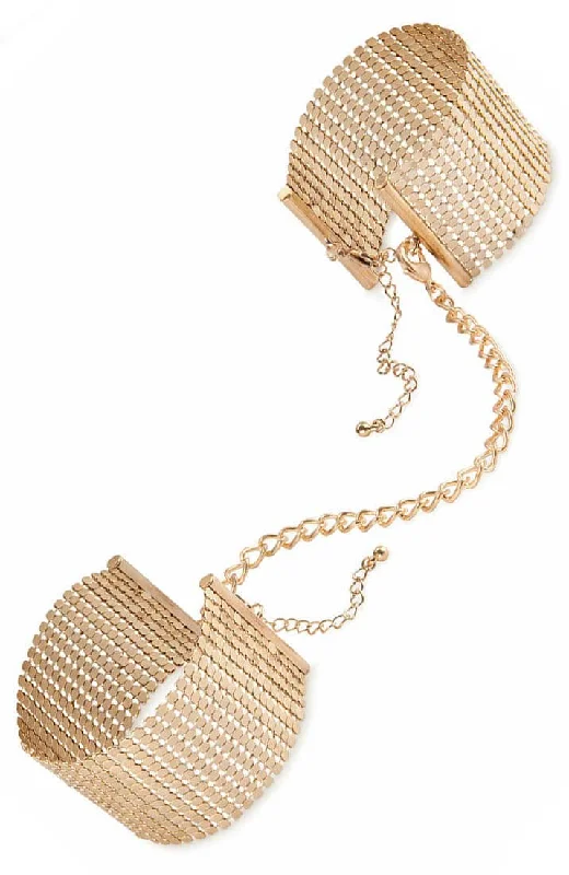 Women's High Waist Lingerie Bodysuits Gold metallic cuffs with gold chain