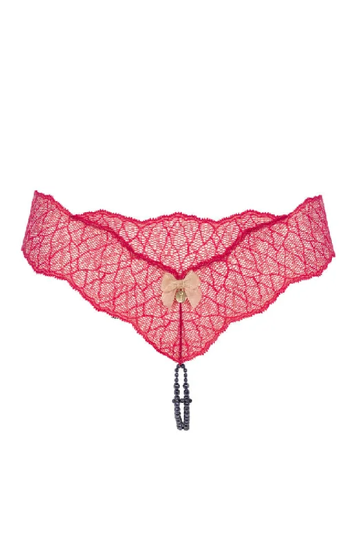 Sexy Lingerie for Women with Stockings Red double pearl string - Sydney Dark Double