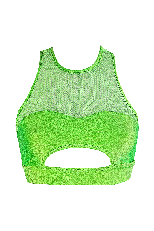 Women's High Waist Lingerie Bodysuits Mesh Cut-out Bralette Pole Dance Top / LUNA OPEN / NEON LIME Women's High Waist Lingerie Bodysuits Mesh Cut-out Bralette Pole Dance Top / LUNA OPEN / NEON LIME