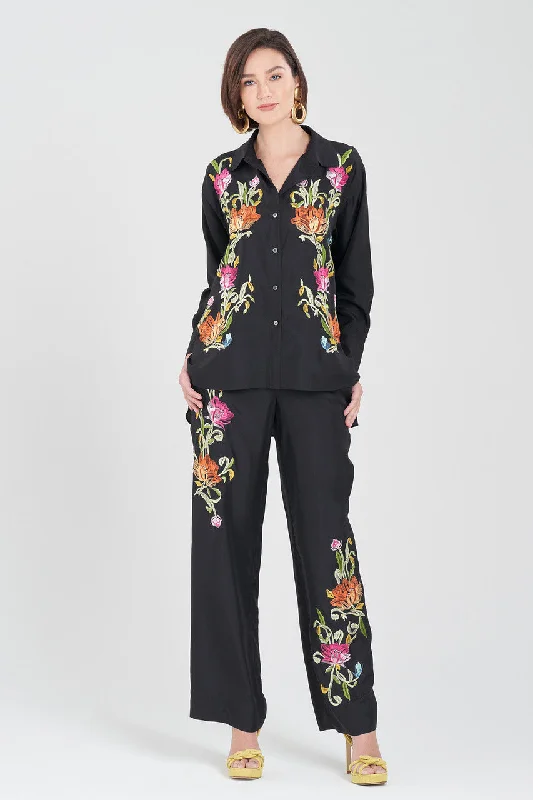 Women's Everyday Wear Lingerie Shinjo Habotai Embroidered Silk Top