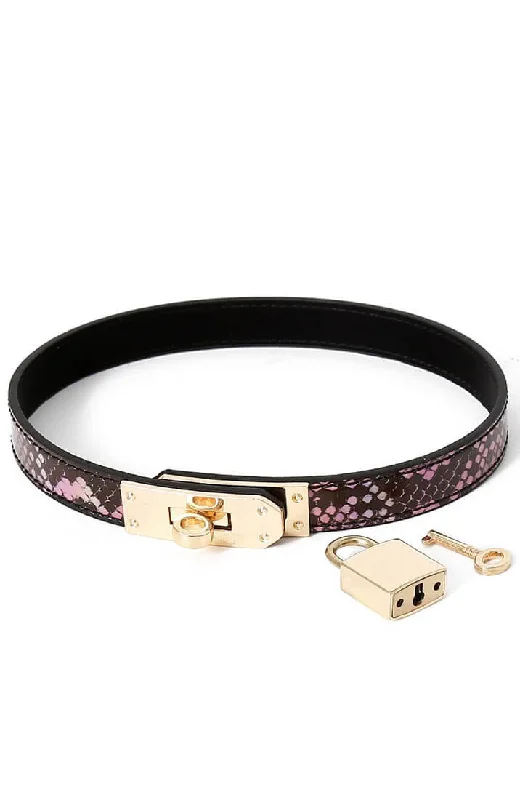 Women's Everyday Wear Lingerie Faux pink & gold reptile collar/bracelet