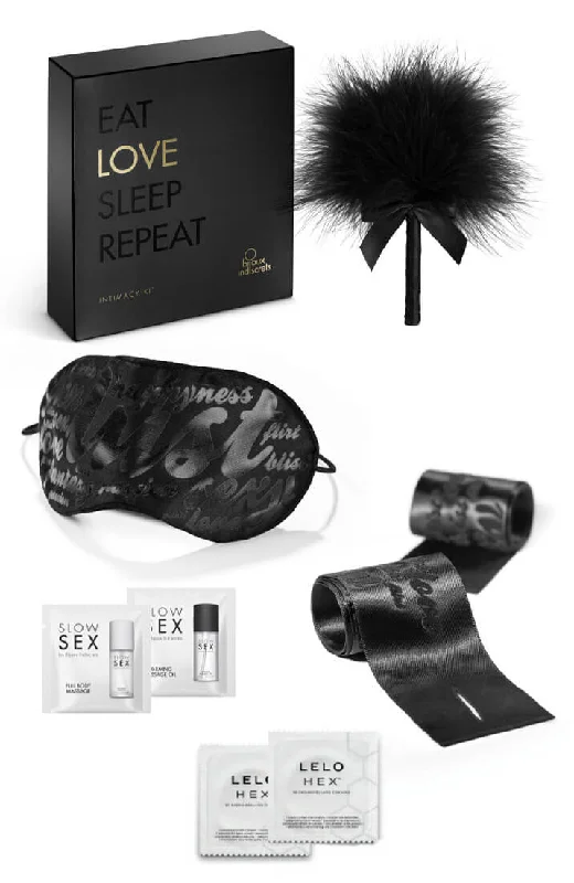 Women's Silk Lingerie Sets Black intimacy gift box - Eat. Love. Sleep. Repeat