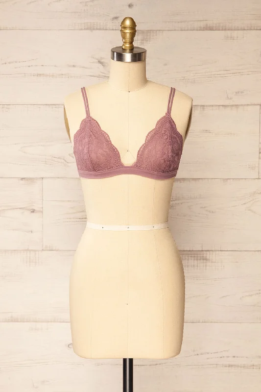 Sexy Lingerie for Women with Stockings Ati Mauve | Lace Bralette