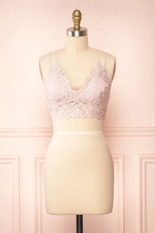 Elegant French Lace Lingerie for Women Niken Mauve | Lace Bralette