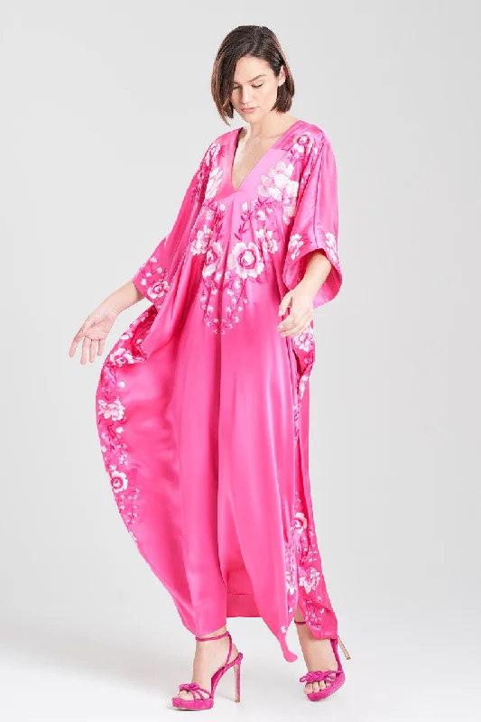 Women's Everyday Wear Lingerie Couture Hanabi Embroidered Silk Caftan