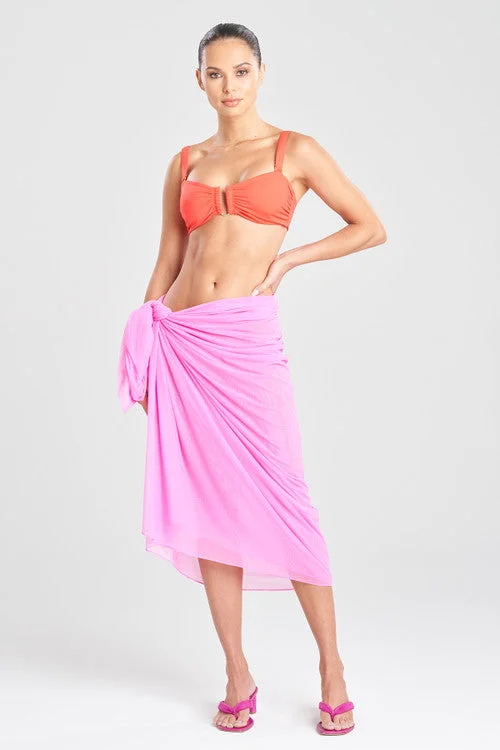Women's Satin Sleepwear Lingerie Heleneca Mesh Double Layer Pareo