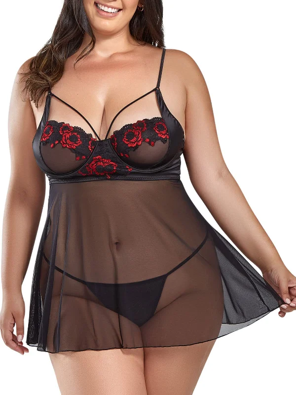 Designer Lingerie Sets for Women Women's Wanda Plus Size Babydoll Sheer Lingerie