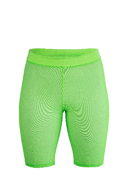 Women's Tummy Control Lingerie Biker Shorts Stretch mesh  / Neon Lime mesh