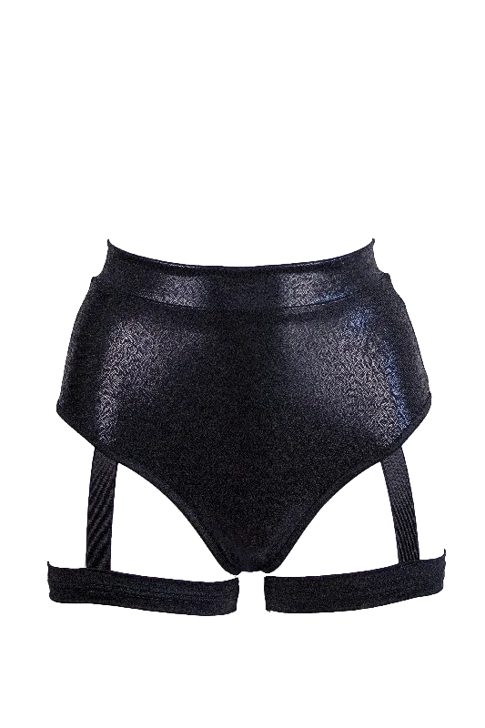 Women's Lingerie with Matching Robes High waisted garter shorts Hologram Pole dance wear / HW GARTER HOLOGRAPHIC BLACK Women's Lingerie with Matching Robes High waisted garter shorts Hologram Pole dance wear / HW GARTER HOLOGRAPHIC BLACK