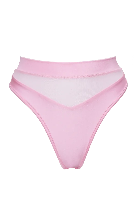 Comfortable Cotton Lingerie for Women High-Cut Bottom 1/2 Mesh / BOND BABY PINK