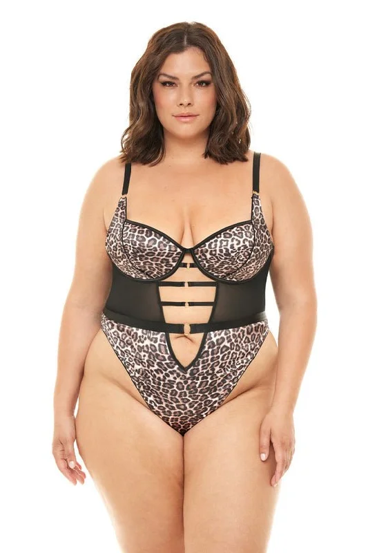 Lingerie Gift Sets for Women Curvy Journee Leopard Teddy