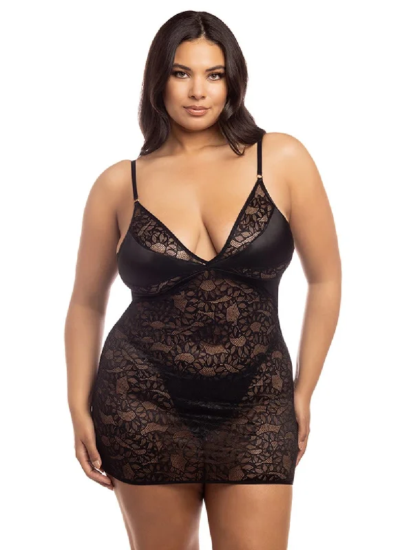 Vintage Inspired Lingerie for Women Curvy Amaya Snake Lace Babydoll