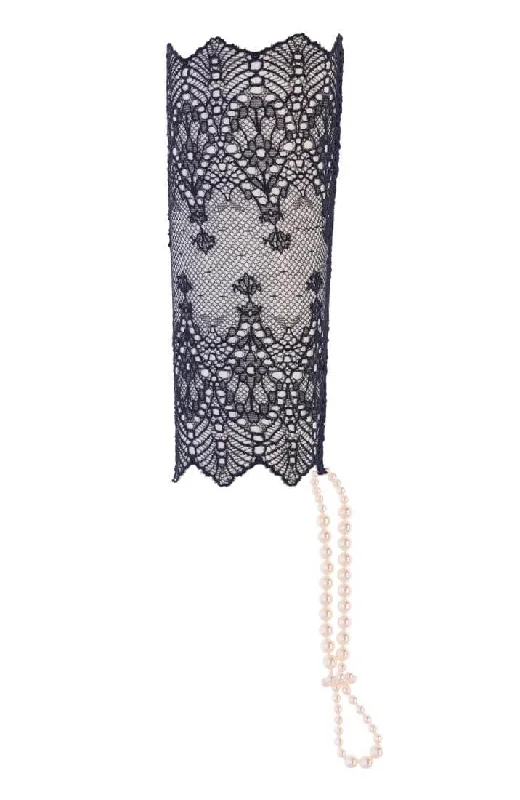 Women's Tummy Control Lingerie Black glove with stimulating pearls - Geneva Glove